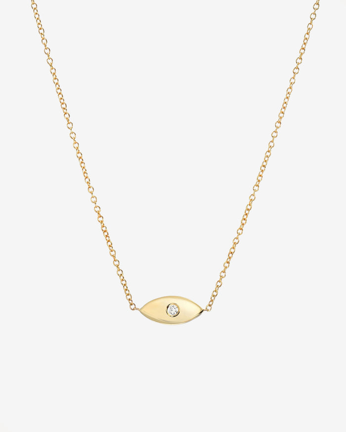 14K Gold Diamond Evil Eye Necklace, photo 1