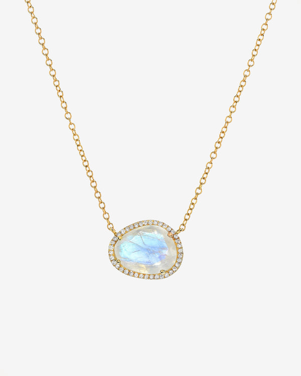 14K Gold Diamond Moonstone Necklace, photo 1