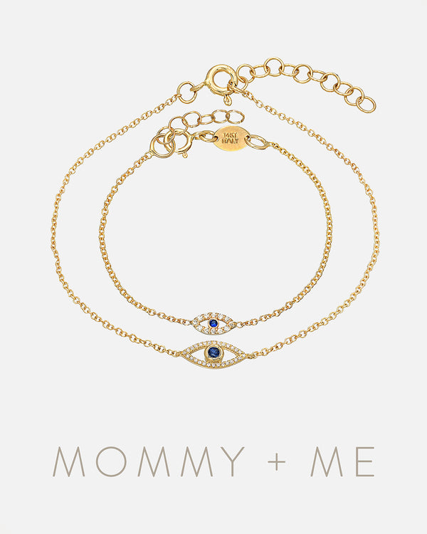 Mommy and Me Diamond and Sapphire Evil Eye Bracelet Set, photo 1