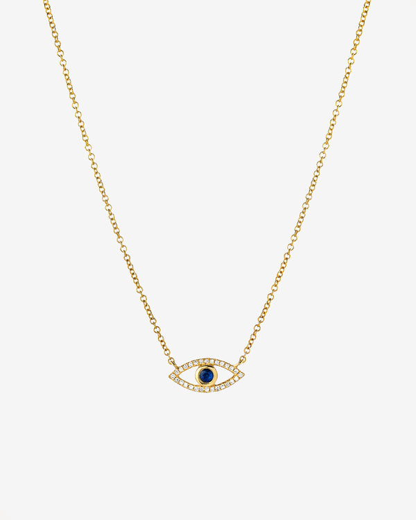 Collar de ojo turco con diamantes y zafiro en oro de 14K, foto 1