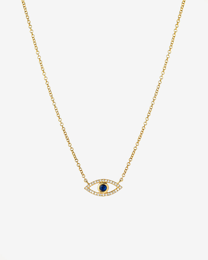 Collar de ojo turco con diamantes y zafiro en oro de 14K, foto 1