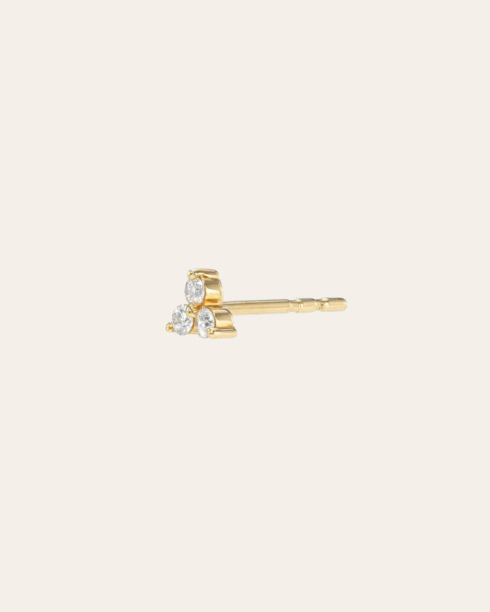 Aretes de botón trío de diamantes en oro de 14K, foto 11
