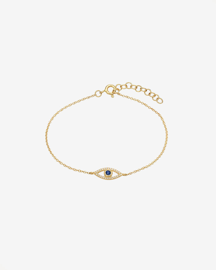 Pulsera con ojo turco de diamantes y zafiro en oro de 14K, foto 1