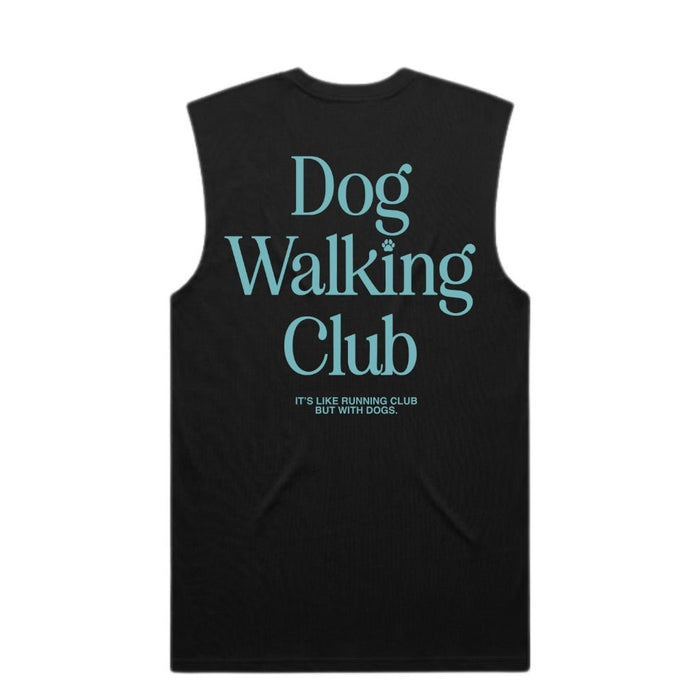 Dog Walking Club Unisex Muscle Tank in black / teal print