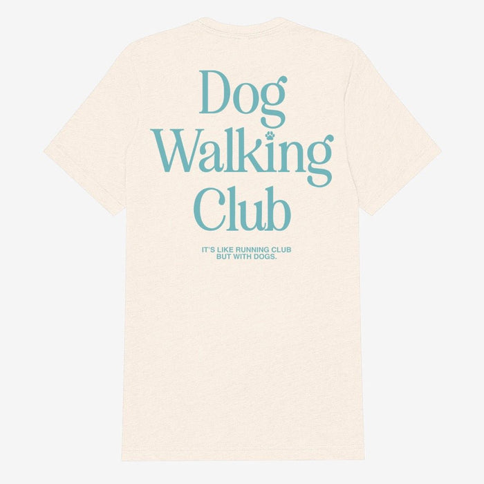Dog Walking Club Tee in cream / teal print
