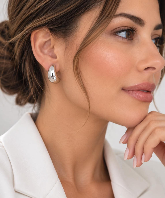 Dome Huggie Teardrop Earrings, photo 9