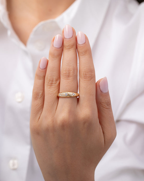 Anillo de cúpula Starburst en oro de 14K, foto 2