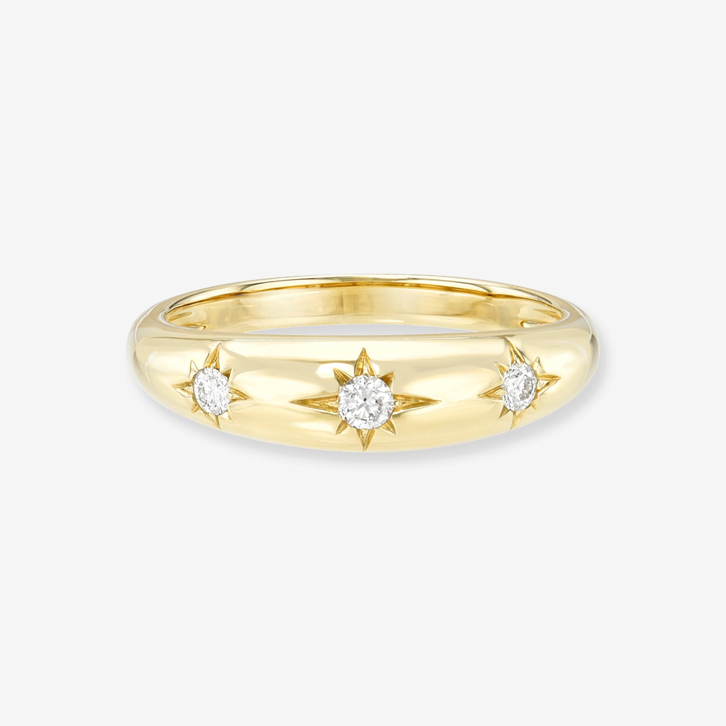 Anillo de cúpula Starburst en oro de 14K, foto 1
