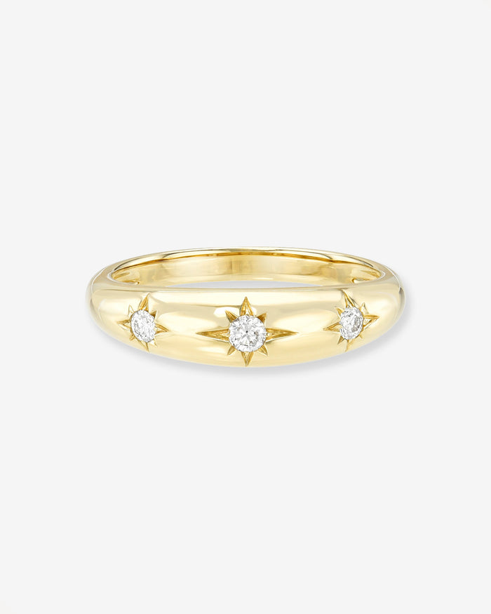 Anillo de cúpula Starburst en oro de 14K, foto 1