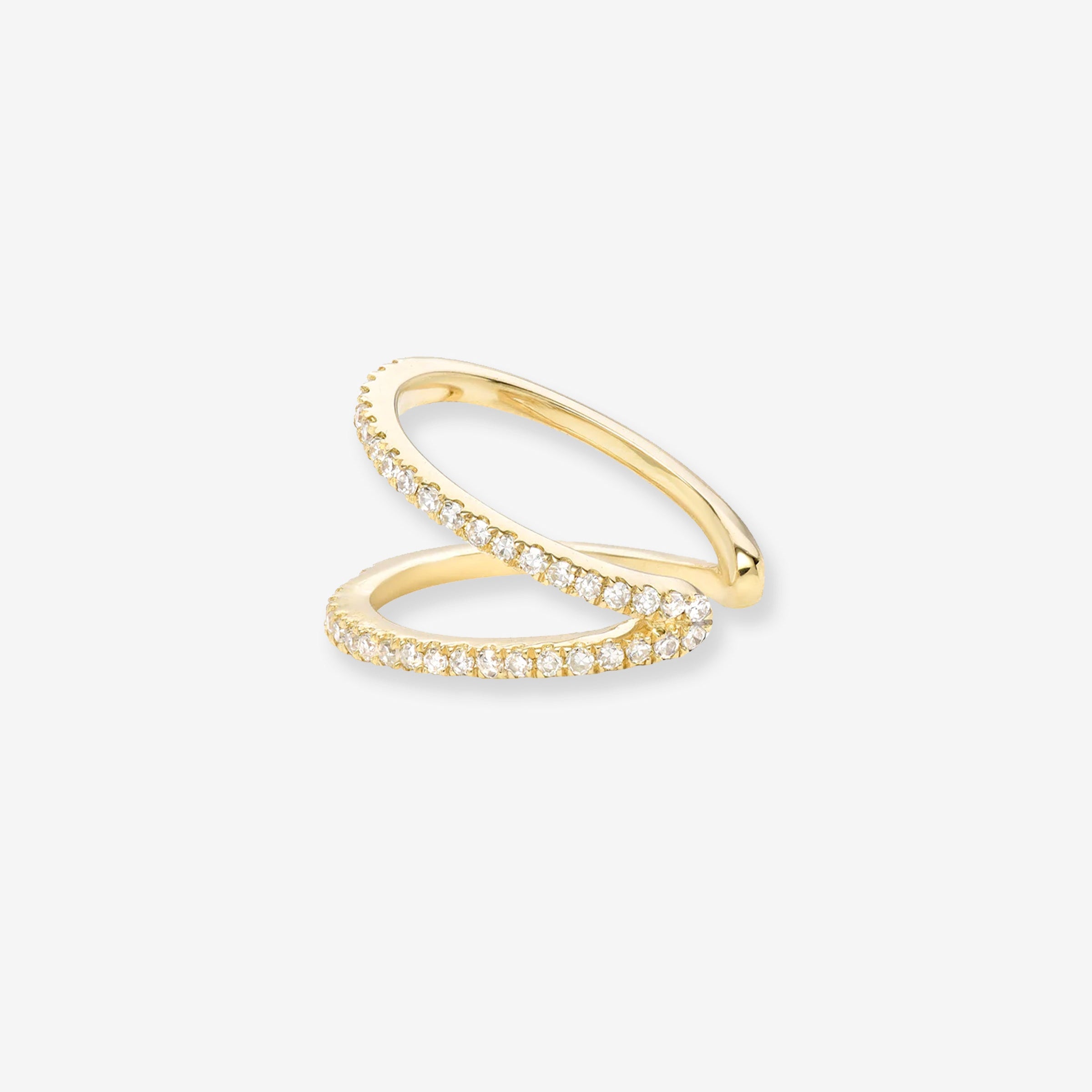 14K Gold Double Row Diamond Ear Cuff, photo 1