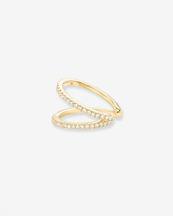 Ear cuff de doble hilera de diamantes en oro de 14K, foto 1