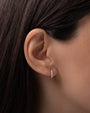 14K Gold Double Diamond Huggie Earrings, photo 2