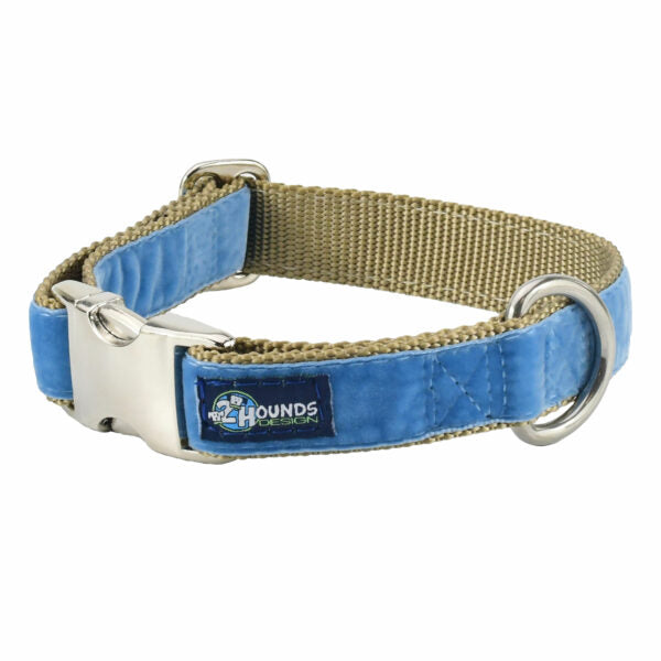 Dusty Blue Velvet Essential Dog Collar, photo 2