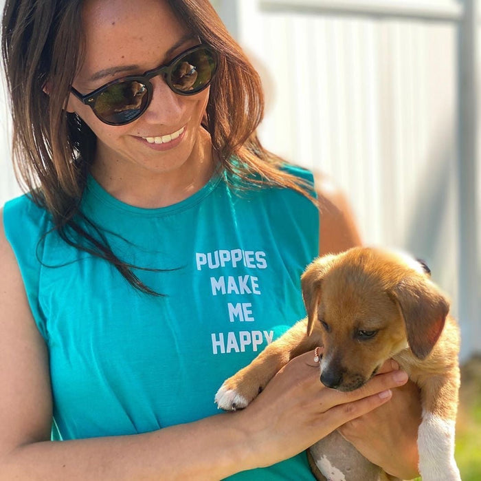 Puppies Make Me Happy Motto Crop Top