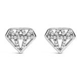 Aretes de botón con motivo de diamantes de 1/6 ct. p.t. en plata de ley
