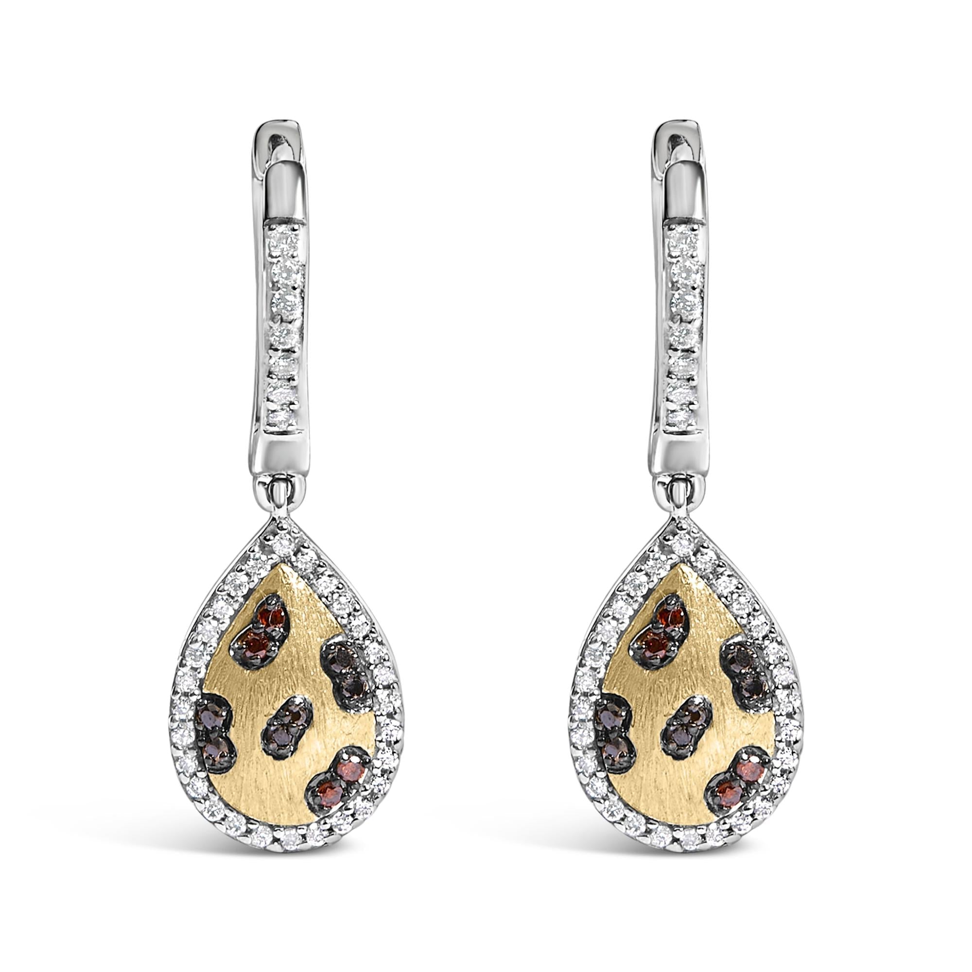 1/3 Ct. T.W. Multi Color Diamond Pear Shape Dangle Earrings in 10K Yellow Gold-Plated Sterling Silver, photo 1