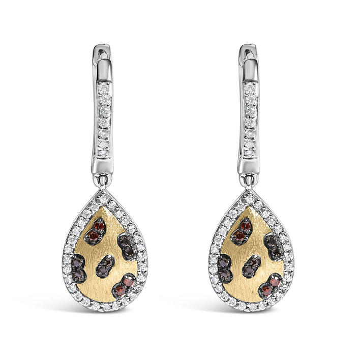 1/3 Ct. T.W. Multi Color Diamond Pear Shape Dangle Earrings in 10K Yellow Gold-Plated Sterling Silver, photo 1