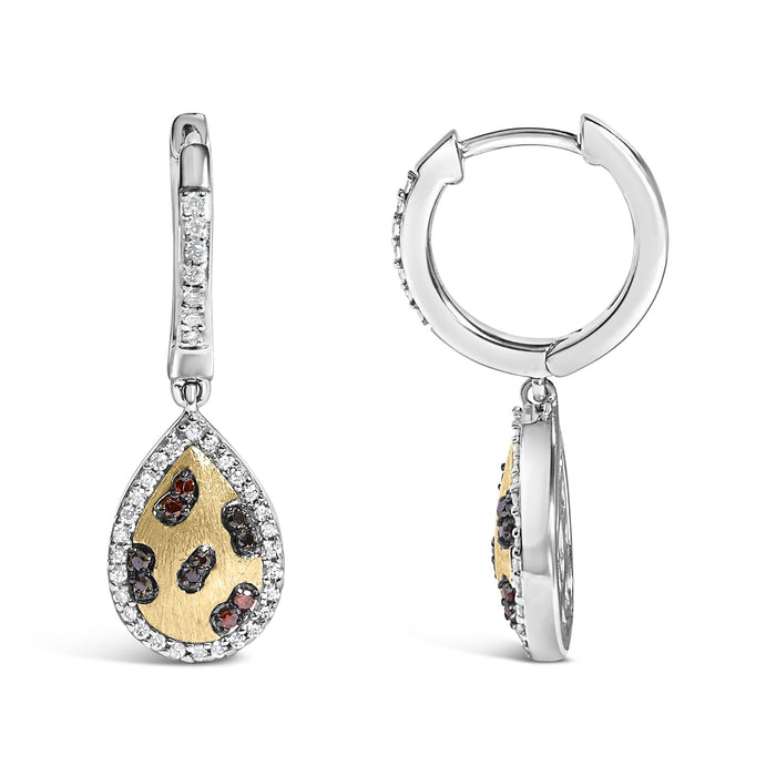 1/3 Ct. T.W. Multi Color Diamond Pear Shape Dangle Earrings in 10K Yellow Gold-Plated Sterling Silver, photo 4