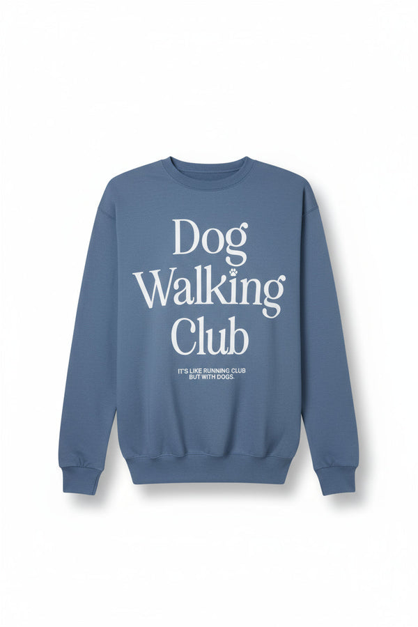 Dog Walking Club Unisex Crewneck Sweatshirt in stone blue