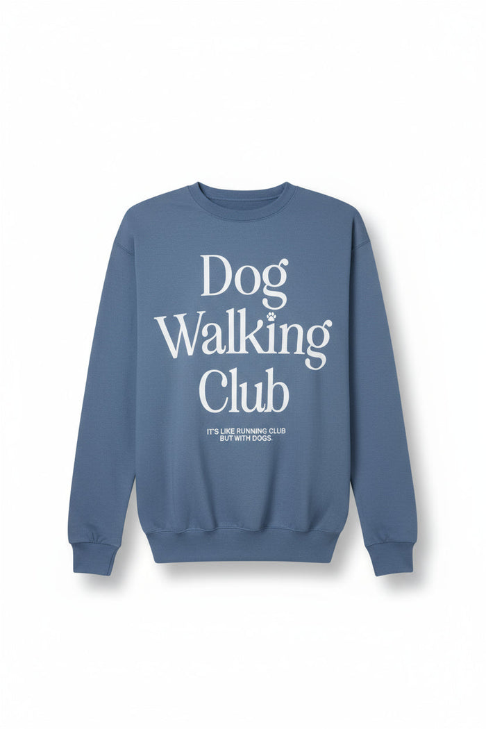 Dog Walking Club Unisex Crewneck Sweatshirt in stone blue