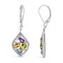 Aretes colgantes de rombo con varias piedras y detalle de diamante en plata de ley, foto 4