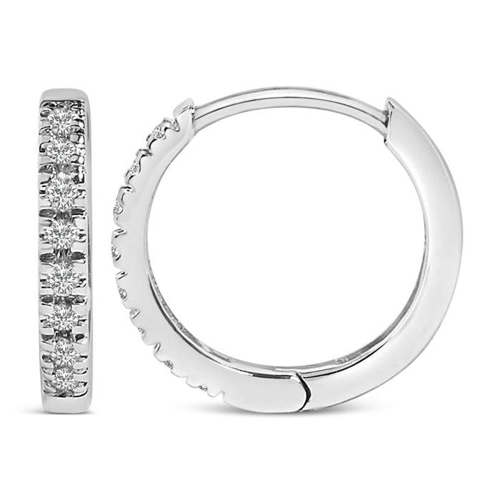 Aretes de aro Huggie con diamantes de 1/5 ct. p.t. en oro de 14K, foto 11