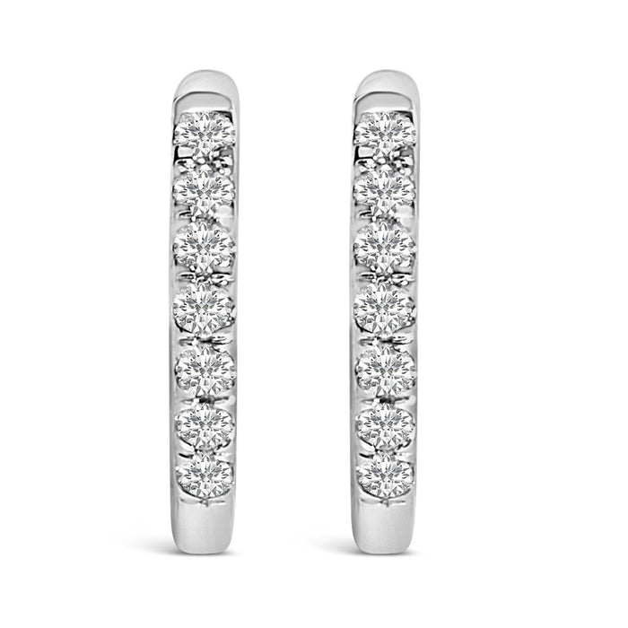 Aretes de aro Huggie de doble cara con diamantes de 1/4 ct. p.t. en oro de 10K, foto 2