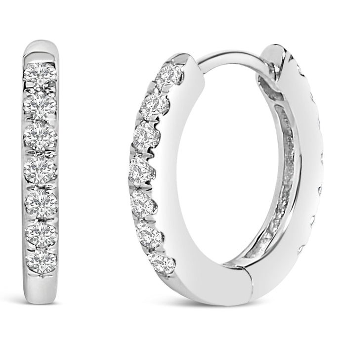 Aretes de aro Huggie de doble cara con diamantes de 1/4 ct. p.t. en oro de 10K, foto 5