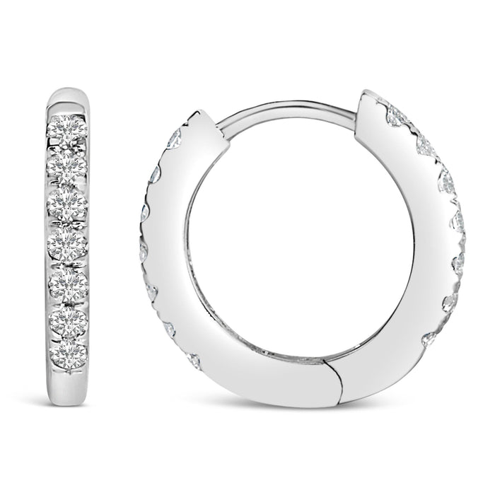 Aretes de aro Huggie de doble cara con diamantes de 1/4 ct. p.t. en oro de 10K, foto 11