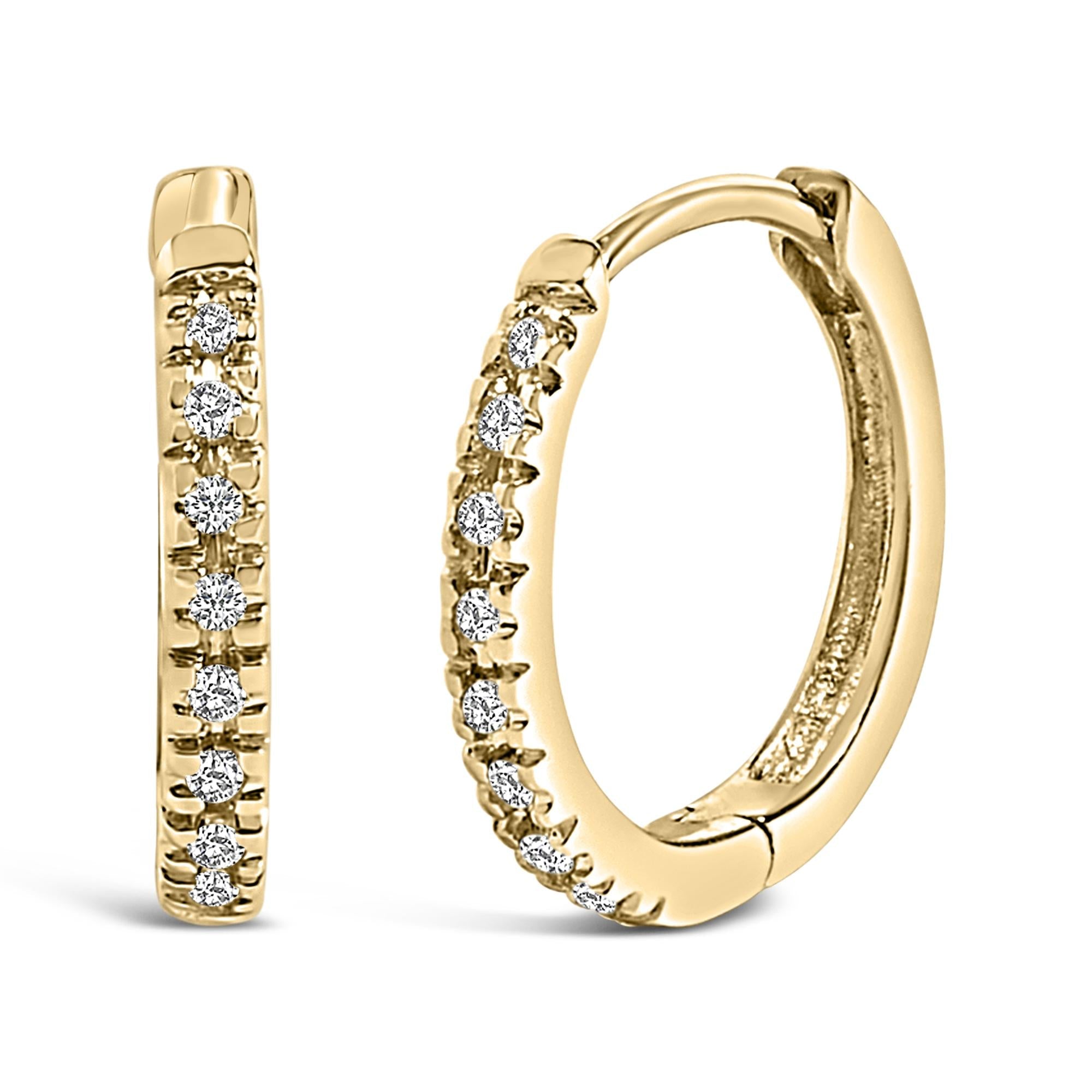 Aretes de aro Huggie con diamantes de 1/5 ct. p.t. en oro de 14K, foto 1