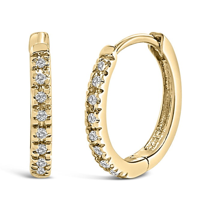 Aretes de aro Huggie con diamantes de 1/5 ct. p.t. en oro de 14K, foto 1