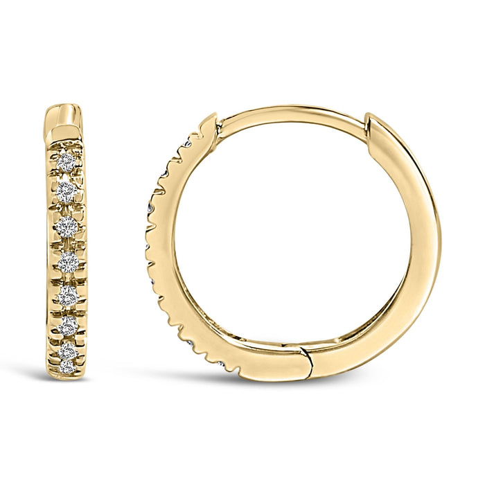 Aretes de aro Huggie con diamantes de 1/5 ct. p.t. en oro de 14K, foto 10