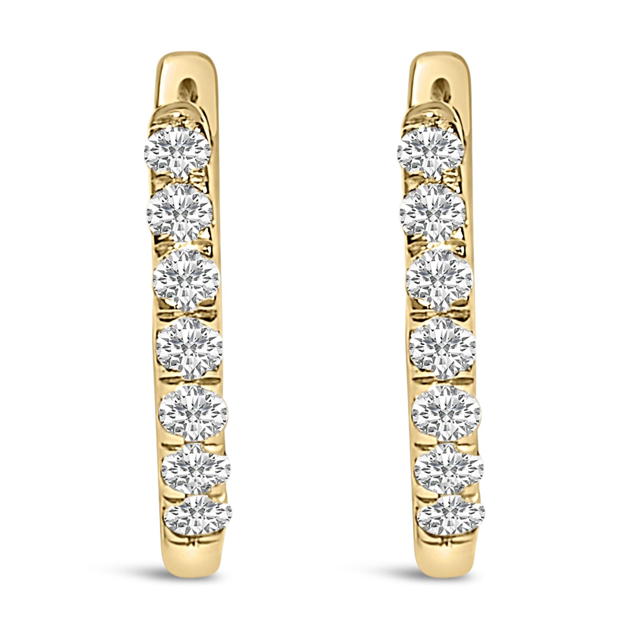 Aretes de aro Huggie de doble cara con diamantes de 1/4 ct. p.t. en oro de 10K, foto 1