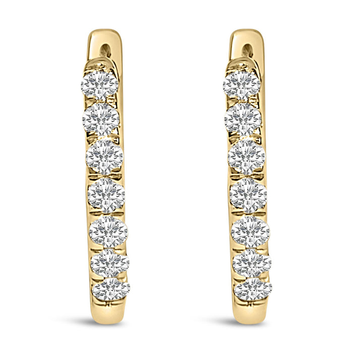 Aretes de aro Huggie de doble cara con diamantes de 1/4 ct. p.t. en oro de 10K, foto 1