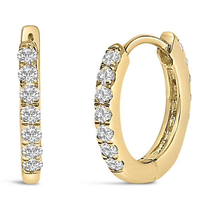 Aretes de aro Huggie de doble cara con diamantes de 1/4 ct. p.t. en oro de 10K, foto 4