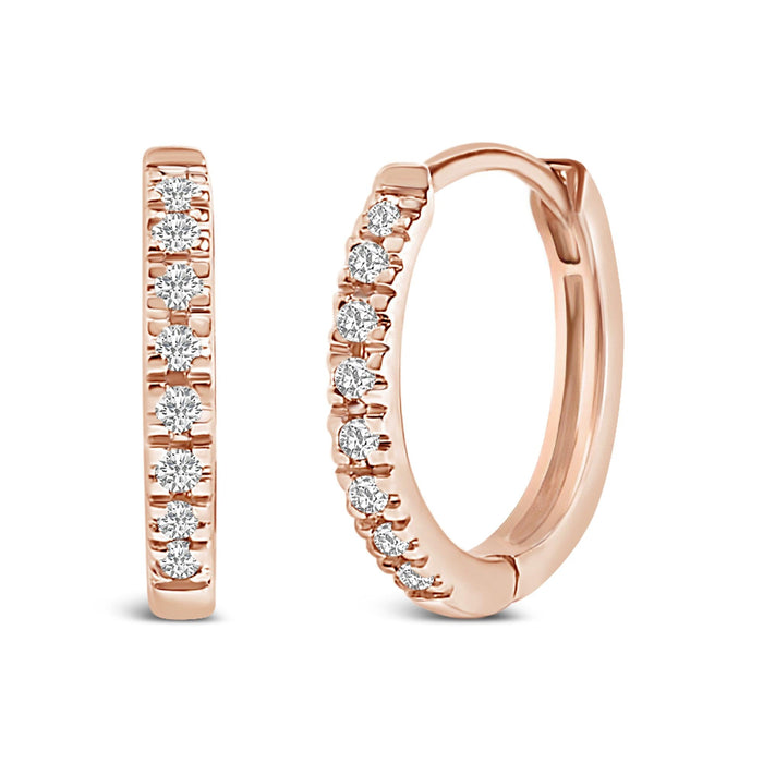 Aretes de aro Huggie con diamantes de 1/5 ct. p.t. en oro de 14K, foto 3