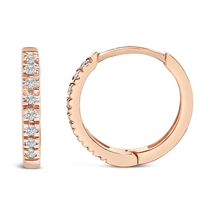 Aretes de aro Huggie con diamantes de 1/5 ct. p.t. en oro de 14K, foto 12