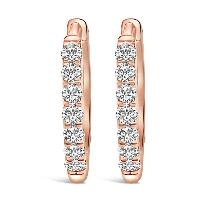 Aretes de aro Huggie de doble cara con diamantes de 1/4 ct. p.t. en oro de 10K, foto 3
