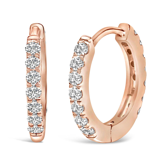 Aretes de aro Huggie de doble cara con diamantes de 1/4 ct. p.t. en oro de 10K, foto 6