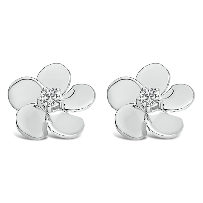 Aretes de botón de pétalos de flor con diamantes cultivados en laboratorio de 1/3 ct. p.t. en oro de 10K, foto 2