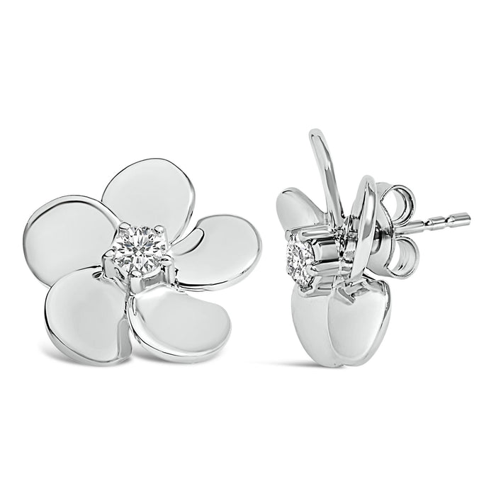 Aretes de botón de pétalos de flor con diamantes cultivados en laboratorio de 1/3 ct. p.t. en oro de 10K, foto 4