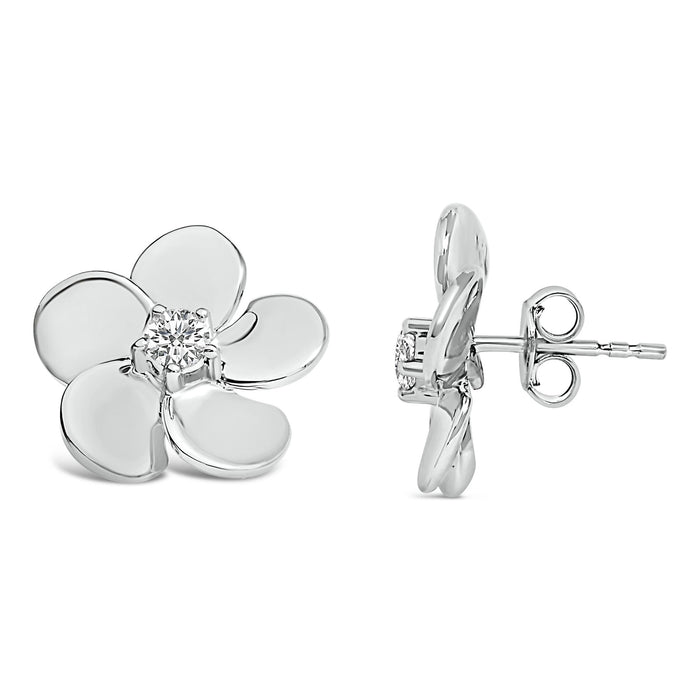Aretes de botón de pétalos de flor con diamantes cultivados en laboratorio de 1/3 ct. p.t. en oro de 10K, foto 8