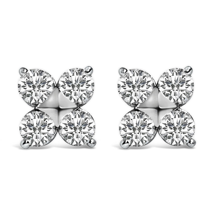 Aretes de botón de copo de nieve con diamantes cultivados en laboratorio de 1/2 ct. p.t. en oro de 10K, foto 2
