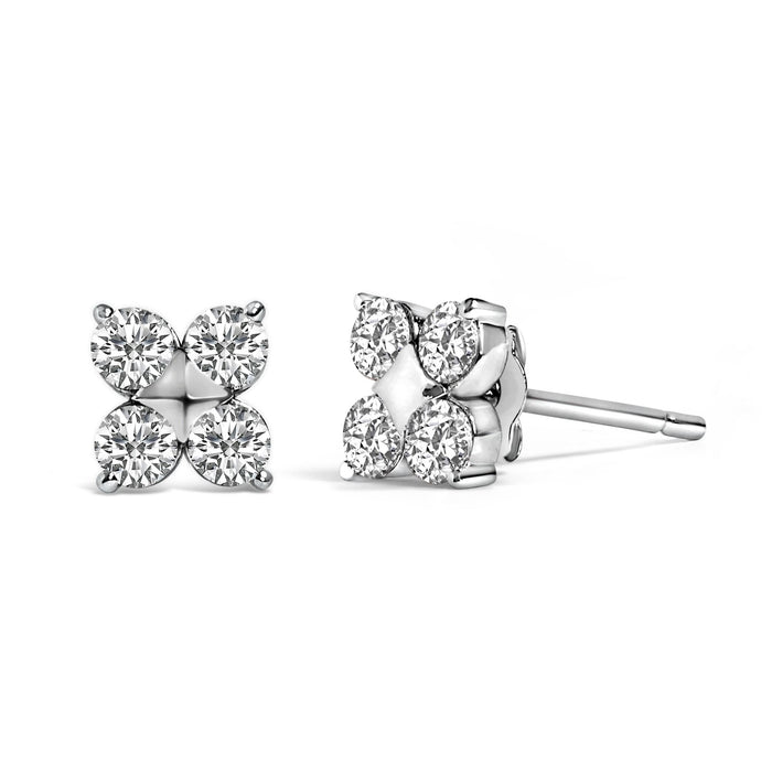 Aretes de botón de copo de nieve con diamantes cultivados en laboratorio de 1/2 ct. p.t. en oro de 10K, foto 4