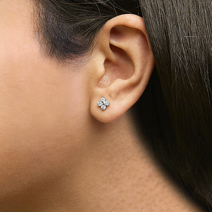 Aretes de botón de copo de nieve con diamantes cultivados en laboratorio de 1/2 ct. p.t. en oro de 10K, foto 6