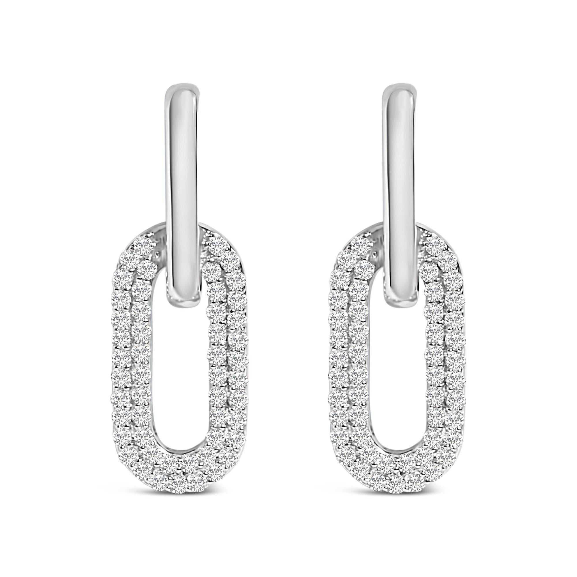 1/2 Ct. T.W. Lab-Grown Diamond Dangling Paperclip Drop Earrings in 10K Gold, photo 2
