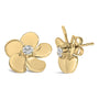 Aretes de botón de pétalos de flor con diamantes cultivados en laboratorio de 1/3 ct. p.t. en oro de 10K, foto 3