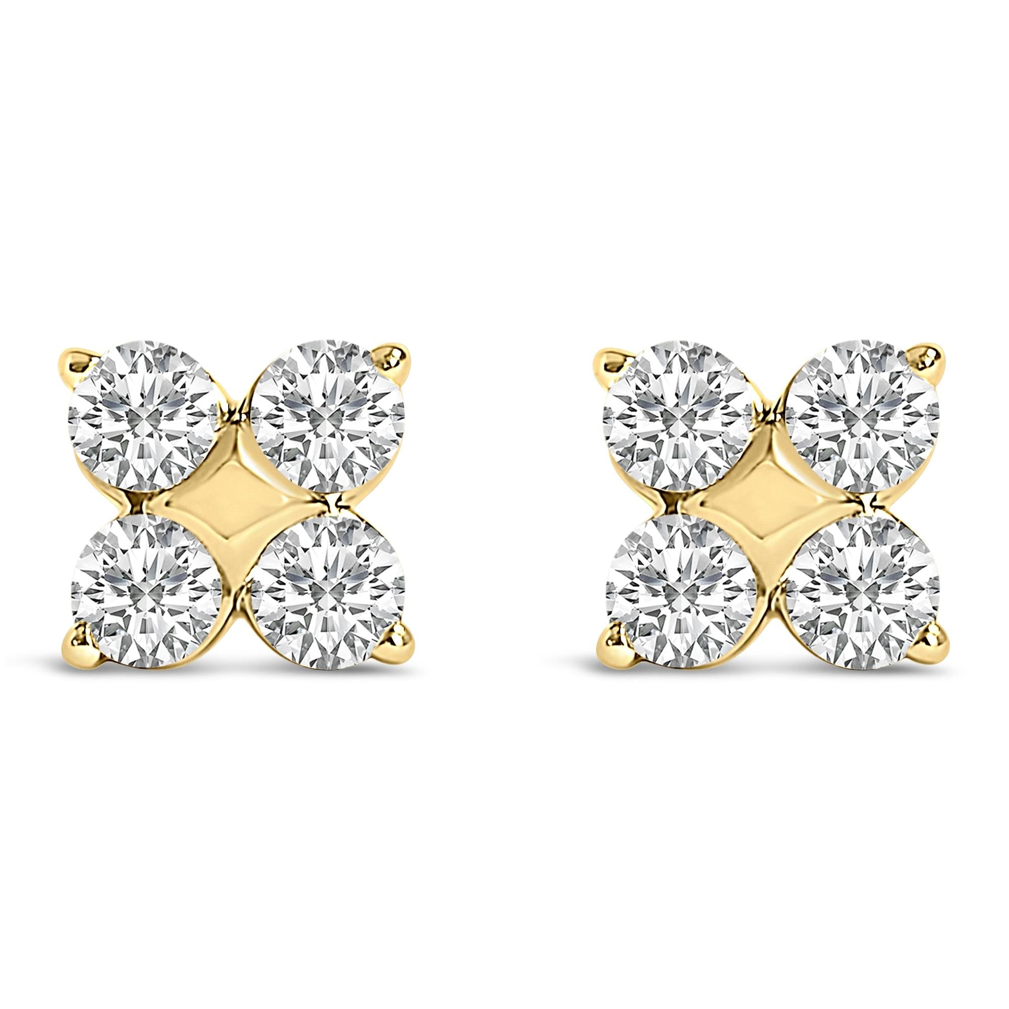 Aretes de botón de copo de nieve con diamantes cultivados en laboratorio de 1/2 ct. p.t. en oro de 10K, foto 1