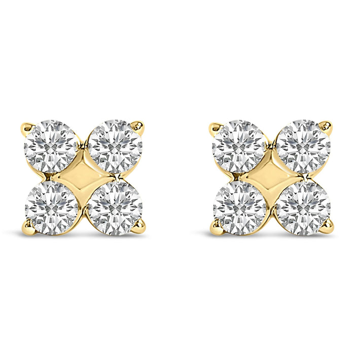 Aretes de botón de copo de nieve con diamantes cultivados en laboratorio de 1/2 ct. p.t. en oro de 10K, foto 1