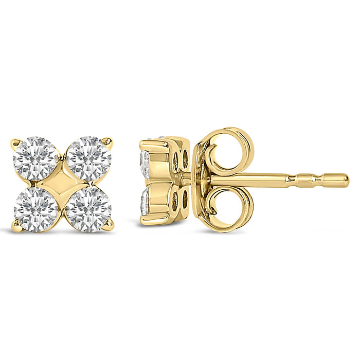 Aretes de botón de copo de nieve con diamantes cultivados en laboratorio de 1/2 ct. p.t. en oro de 10K, foto 7
